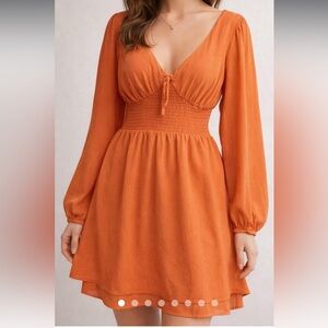 Orange Long Sleeve Dress